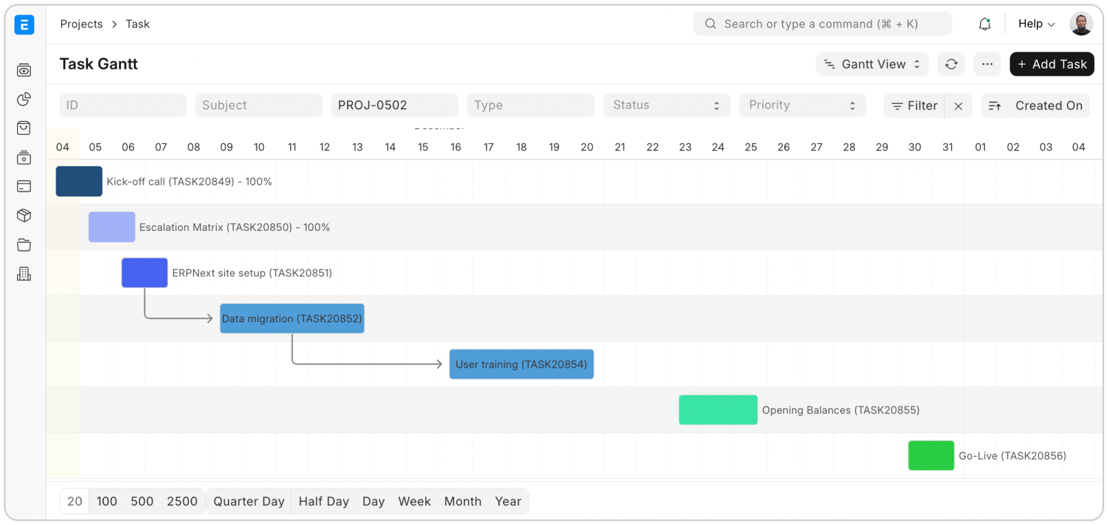 Tasks · Gantt · Kanban
