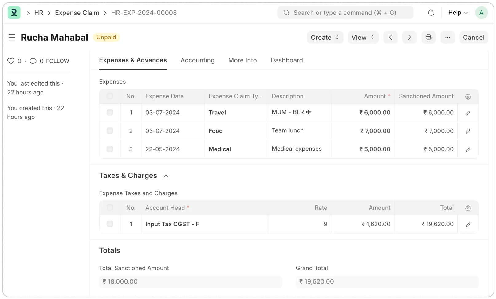 HR Expenses & Reimbursements